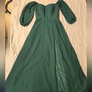 Elegant Green Evening Gown Bridesmaid Dress Sz Tall 8/10